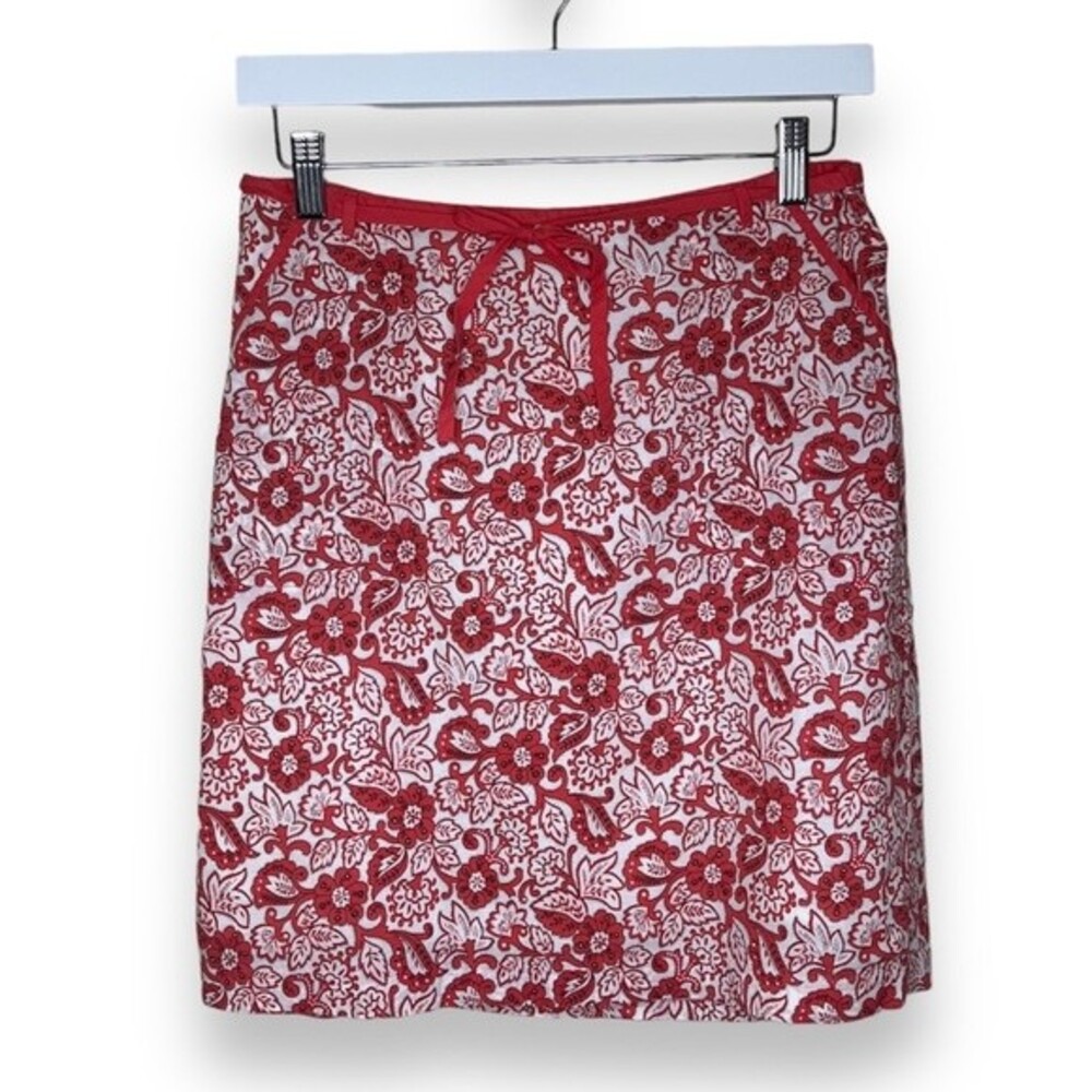 American Eagle Outfitters AEO Floral Lined Front Tie Coral Skirt Pockets Women 4